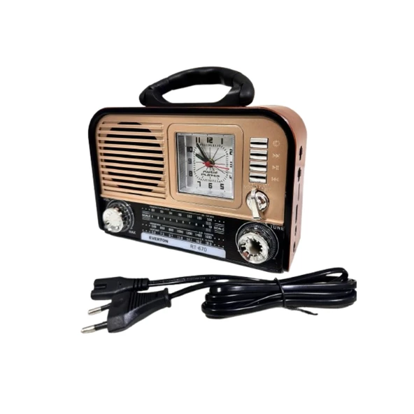 Everton Rt-670 Bluetooth Usb-Micro Sd Saatli Nostaljik Radyo - Resim 2