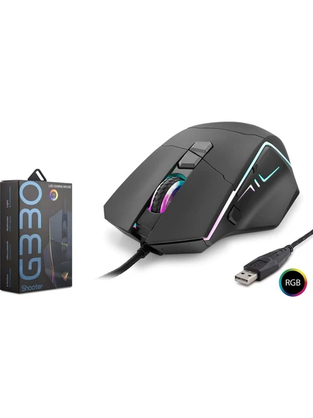 Hadron Destroyer G340 Rgb 6 Buttons Usb 6400 Dpı Kablolu Oyuncu Mouse (1,40Cm Kablo Uzunluğu) ürün görseli 1
