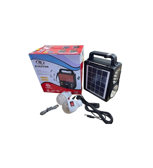 Everton Rt-913 -Usb-Tf Card -Mp3-Bluetooth-Mp3Güneş Enerjili Işıklı Radyo 2 Ampul Set ürün görseli 1