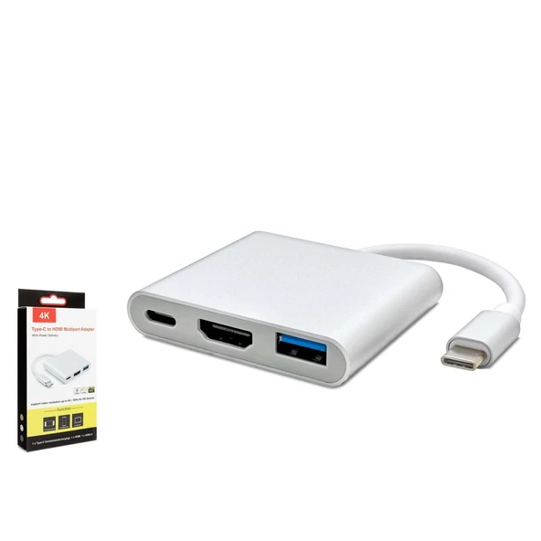 Hadron Hdx7764 Type-C Hdtv Combo Hdmi 4K 30Hz + Type-C + Usb3.0 3İn1 Gri ürün görseli 1