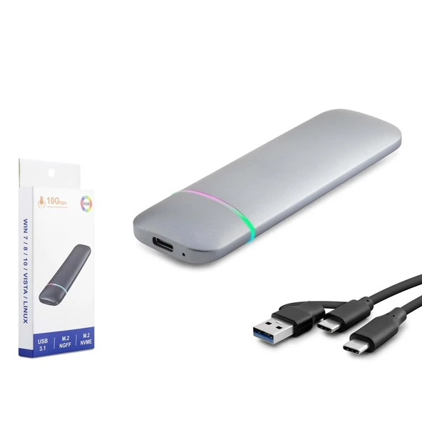 Hadron Hdx1772 Ssd Kutu Type-C3.1 + Usb3.0 Nvme + Ngff M2 Chip Rtl9210B Gri ürün görseli 1
