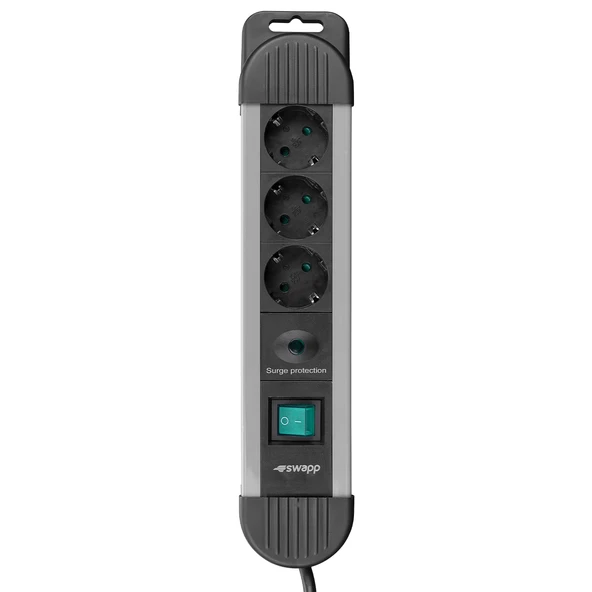S-Link Spgks03 1.5M 3G1.5Mm2 900 Joule 3Lü Akım Korumalı Gri Priz Çoklayıcı ürün görseli 1