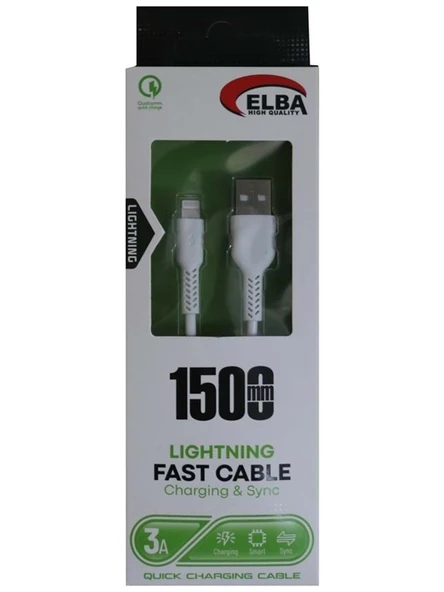 Elba Elb36-L1 1,5 Metre Micro Beyaz 3A Hızlı Şarj Kablosu ürün görseli 1