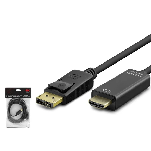 Hadron Hdx7797 Display (M) To Hdmi (M) Kablo 4K 30Hz 3 Metre Siyah ürün görseli 1
