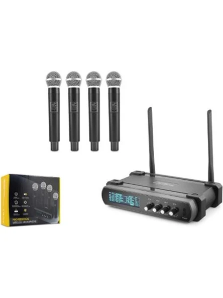 Hadron Hdx2792 Kablosuz 4-Mikrofon Vhf Siyah ürün görseli 1