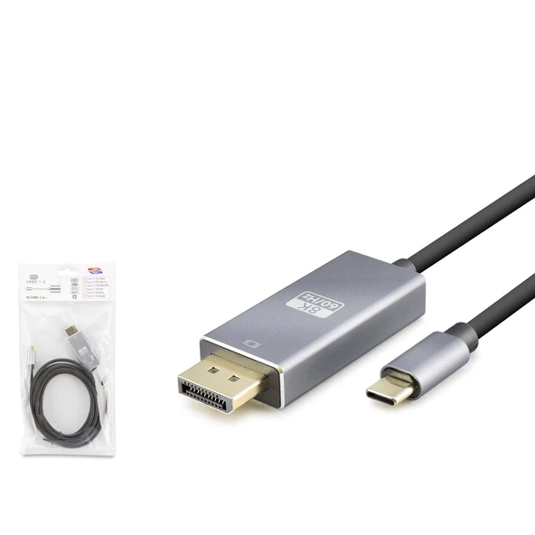Hadron Hdx7859 Type-C To Display Kablo 8K 60Hz Pvc 1.8 Metre Siyah ürün görseli 1