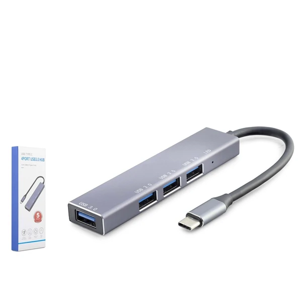 Hadron Hdx7043 Type-C Hub 4-Usb3.0 Gri ürün görseli 1