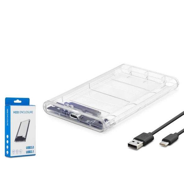 Hadron Hdx1766 Hdd Kutu Type-C3.1 + Usb3.0 2.5" Transparent (Boş Kutu) ürün görseli 1