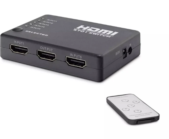 Hadron Hdx1272 5 Port Hdmi Switch 5Giriş 1Çıkış Kumandalı ürün görseli 1