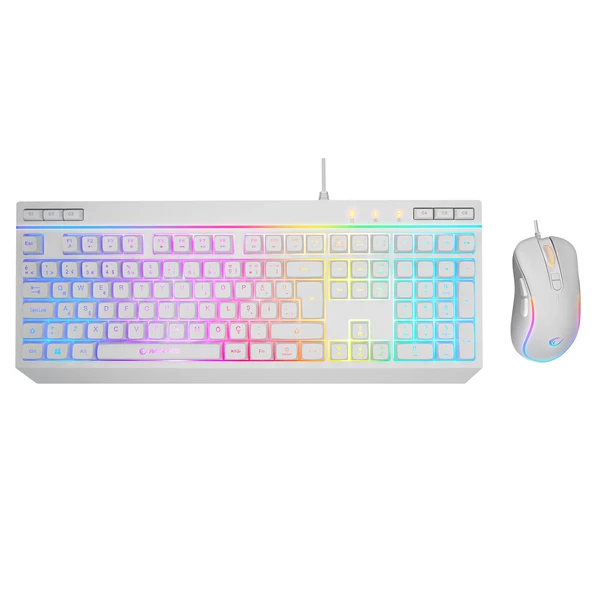 Rampage Km-R57 Beyaz Rgb Aydınlatmalı Q Oyuncu Multmedia Klavye Ve 12800 Dpi Mouse Gaming Set Kablolu ürün görseli 1