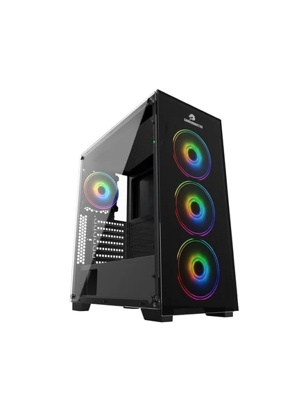 Gamebooster Gb-Pe05B 600W 80+ Usb3.0 Full Siyah Tempered Glass Rgb Fanlı Kasa Boş Bilgisayar Kasası ürün görseli 1