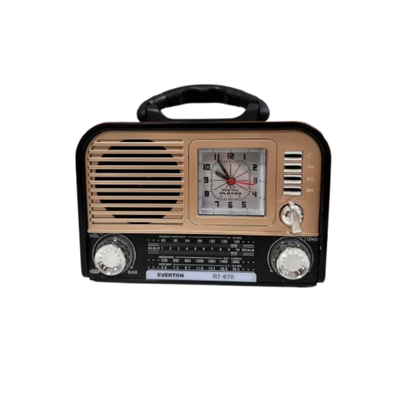 Everton Rt-670 Bluetooth Usb-Micro Sd Saatli Nostaljik Radyo - Resim 3