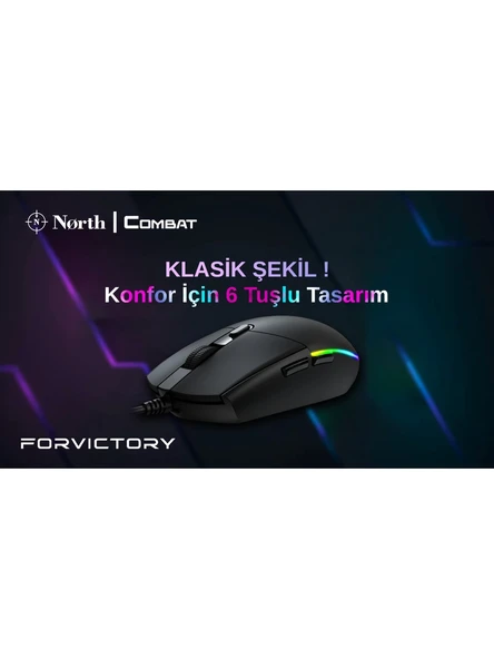 North Combat Rgb Kablolu Oyuncu Mouse - Resim 3