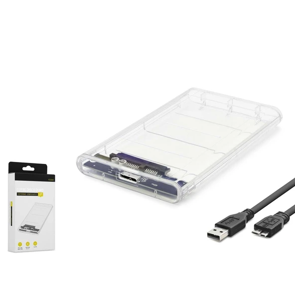 Hadron Hdx1760 Hdd Kutu Usb3.0 Plastik Sata 2.5" Transparent (Boş Kutu) ürün görseli 1