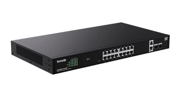Tenda TEG2220P-16-250W 16 Port 10-100-1000 POE +2 SFP Switch Cloud Yönetilebilir Çelik Kasa Switch ürün görseli 1