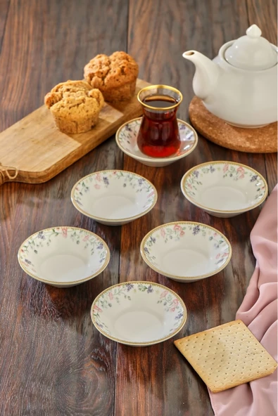 Cooker 6'lı 11 cm Desenli Porselen Çay Tabağı CKR4145 ürün görseli 1