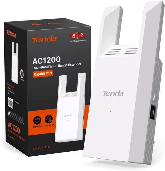Tenda A18 Pro Ac1200 Wifi Range Extender-Menzil Genişletici 2 Anten ürün görseli 1