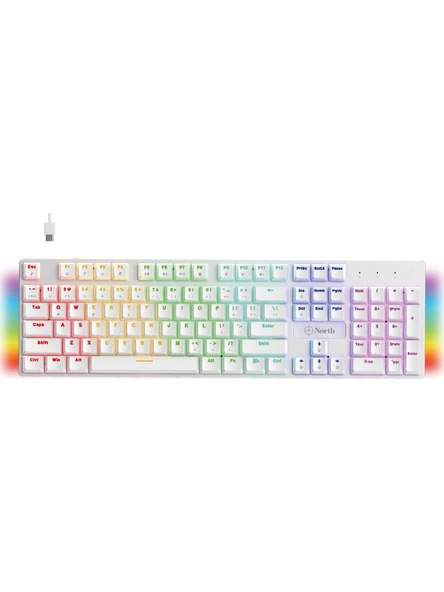 North Shield White Red Switch Türkçe Q Rgb Beyaz Mekanik Gaming Kablolu Klavye ürün görseli 1