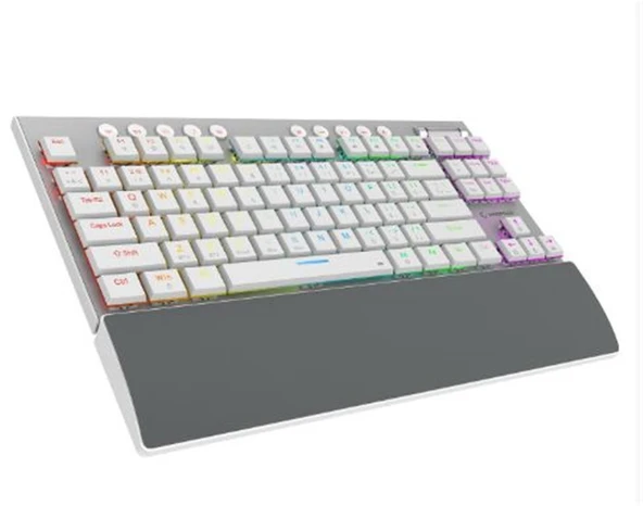 Rampage BERU Beyaz 2.4G + BT Wireless RED SWITCH Mekanik Gaming Oyuncu Klavye Slim  RGB ürün görseli 1
