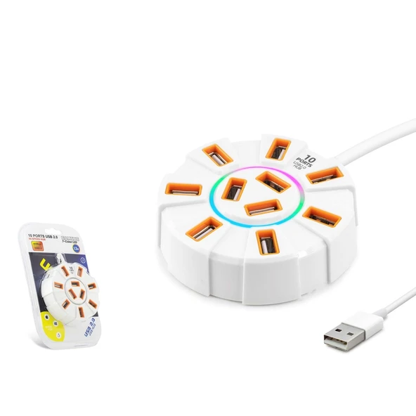Hadron Hdx7034 Usb Hub 10-Usb 1.2M Beyaz ürün görseli 1