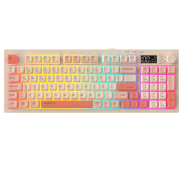 Everest Kb-85 Silent Pro Kablosuz Bej-Pembe-Turuncu Sessiz Rgb Wireless 2.4Ghz Q Oyuncu Klavyesi ürün görseli 1
