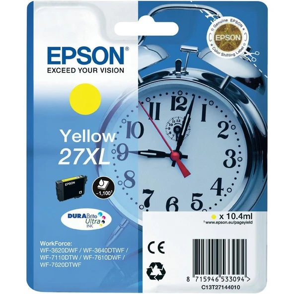 Epson 27XL Yellow Sarı Mürekkep Kartuş T27144012 ürün görseli 1