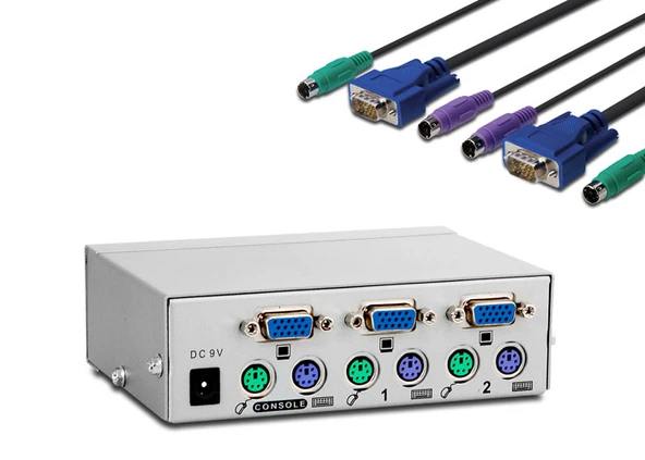 Sl-2021 2Pc-1Mn Vga+Ps-2 Manuel Kablolu Kvm Switch - Resim 2