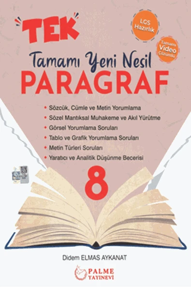 Palme Yayınevi Hazırlık 8. Sınıf Tek Paragraf Tamamı Yeni Nesil Soru Kitabı ürün görseli 1