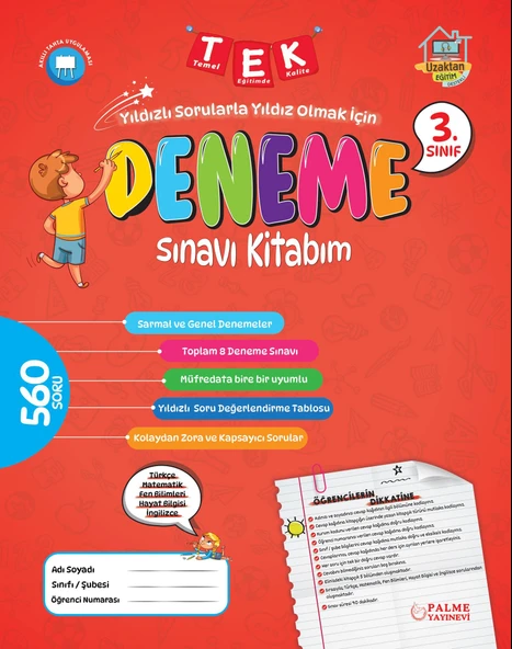 Palme Yayınevi Hazırlık 3. Sınıf Tek Deneme Sınavı Kitabım ürün görseli 1
