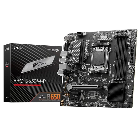 Msı Pro B650M-P 7200MHz (OC) DDR5 Soket AM5 M.2 HDMI DP VGA mATX Anakart ürün görseli 1
