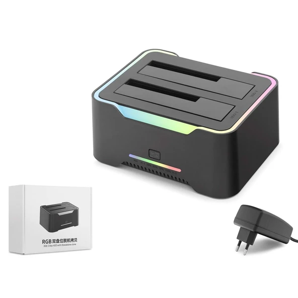 Hadron Hdx1790 Hdd Docking – Usb 3.0, 2.5 & 3.5 Hdd-Ssd, 8Tb Destekli Rgb Siyah ürün görseli 1