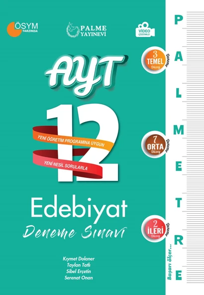 Palme Yayınevi Hazırlık Yks Ayt Edebiyat 12 Deneme Palmetre Video Çözümlü ürün görseli 1