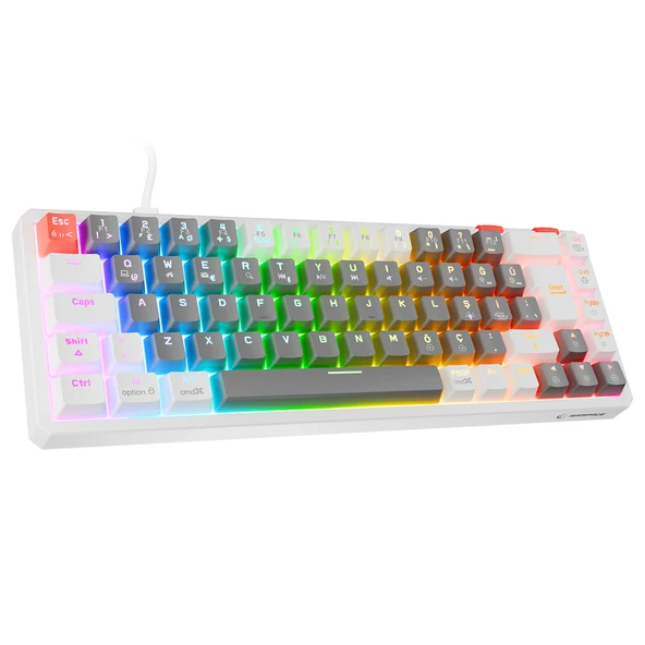 Rampage Yoru Mini Gri-Beyaz Type-C Bağlantılı Outemu Red Swich Q Mekanik Gaming Oyuncu Klavye Rgb ürün görseli 1