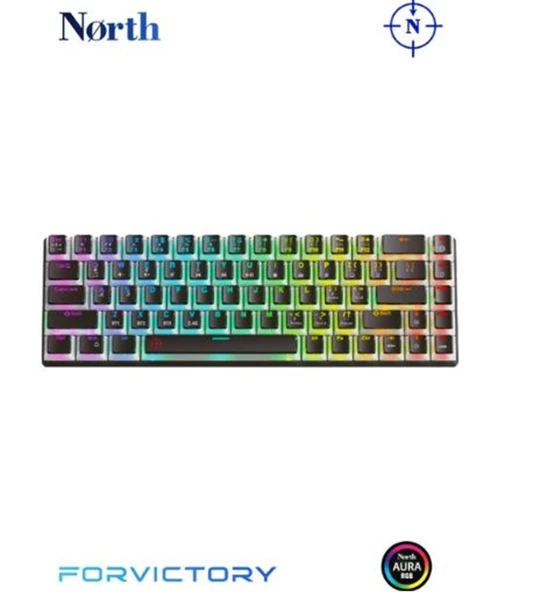 North Odin Pro WL68 LightCore Kablosuz Bluetooth RGB Red Switch Türkçe Siyah Mekanik Gaming Klavye ürün görseli 1