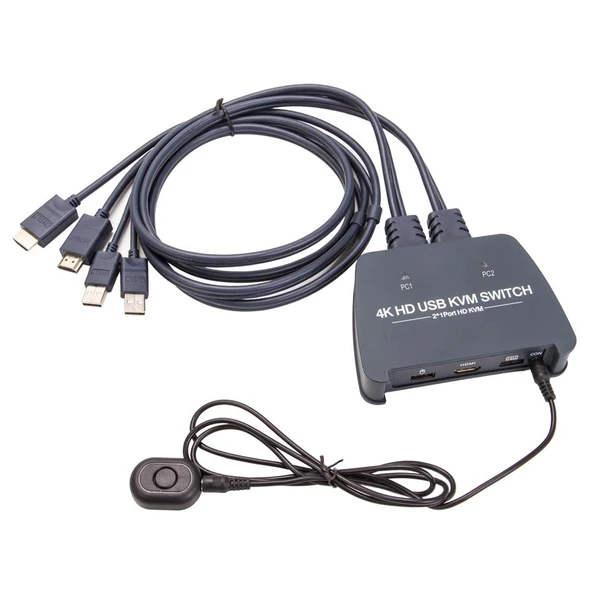Vcom DD221-4K 2 Port Hdmi 1.4V 4K@30Hz Plastik Kasa Kvm Switch ürün görseli 1