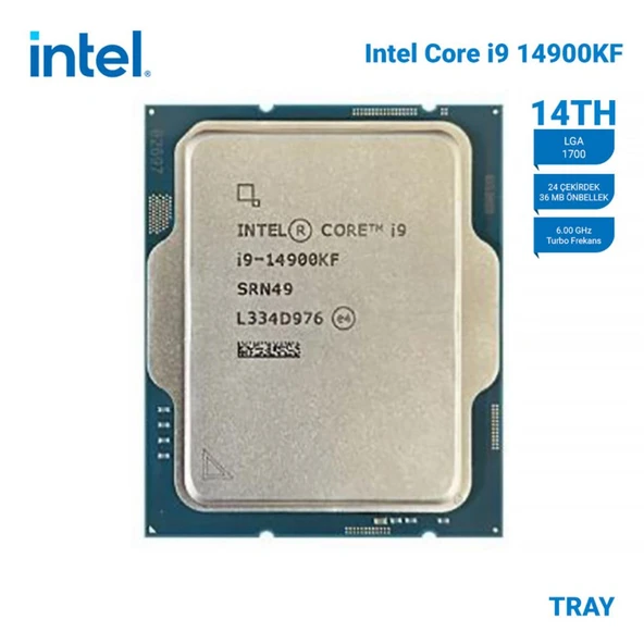 Intel Core i9 14900KF TRAY 3.2GHz 36MB Önbellek 24 Çekirdek 1700 10nm Kutusuz İşlemci ürün görseli 1