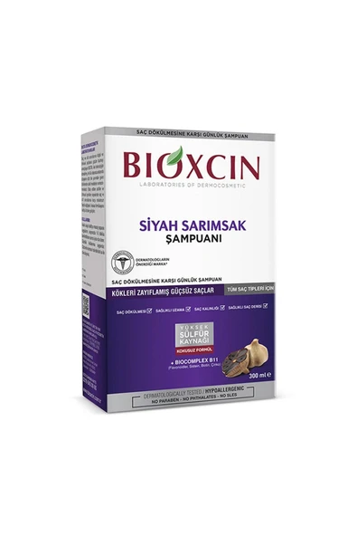 BİOXCİN Saç Dökülmesine Karşı Siyah Sarımsak Şampuanı 300 ml Zayıflamış Güçsüz Saçlar İçin Bioxcin. ürün görseli 1