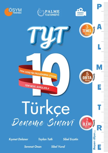 Palme Yayınevi Hazırlık Yks Tyt Türkçe 10 Deneme Palmetre Video Çözümlü ürün görseli 1