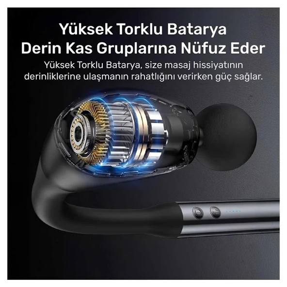 4 Başlıklı Uzun Saplı Ergonomik Profesyonel Sporcu Masaj Tabancası ürün görseli 1