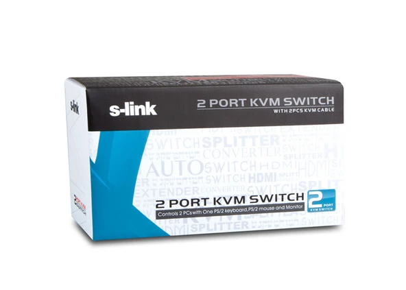 Sl-2021 2Pc-1Mn Vga+Ps-2 Manuel Kablolu Kvm Switch - Resim 3