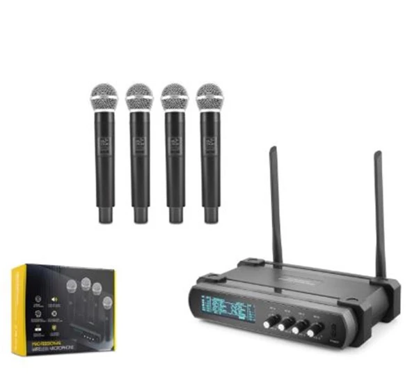 Hadron Hdx2792 Kablosuz 4-Mikrofon Vhf Siyah ürün görseli 1