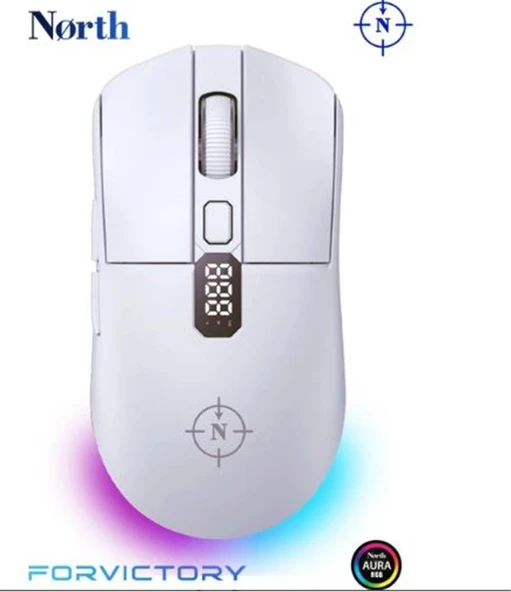 North Odin Pro WL Beyaz 26K DPI 750 IPS 70G UltraLight RGB Kablosuz Gaming Mouse ürün görseli 1