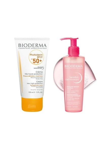BİODERMA Photoderm Spot Spf50+ 150 Ml+ Sensibio Gel Moussant Foaming Gel 200 Ml ürün görseli 1