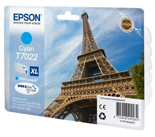 Epson T7022 Cyan Mavi 2.000 Sayfa Mürekkep Kartuş T70224010 ürün görseli 1