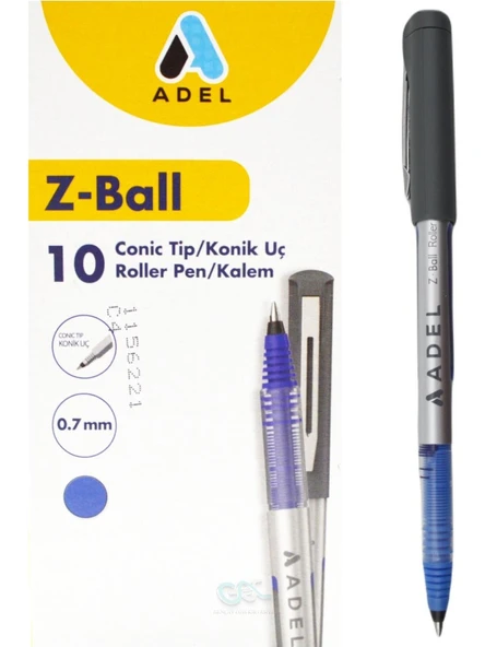 Adel Roller Kalem Z-Ball Konik Mavi 2214000017000 (10 Lu Paket) ürün görseli 1