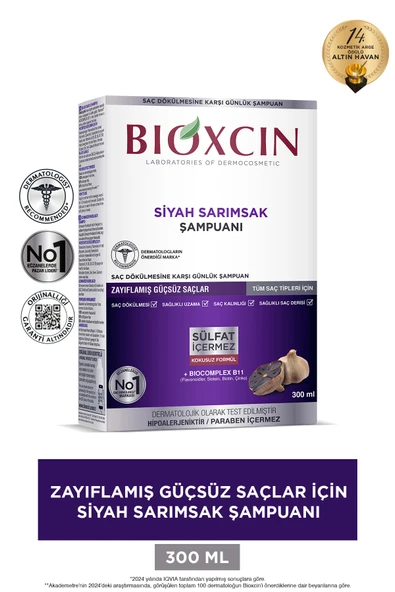 BİOXCİN Siyah Sarımsaklı Şampuan 300 ml – Dökülme ve İncelme Karşıtı Güçlü Bakım ürün görseli 1