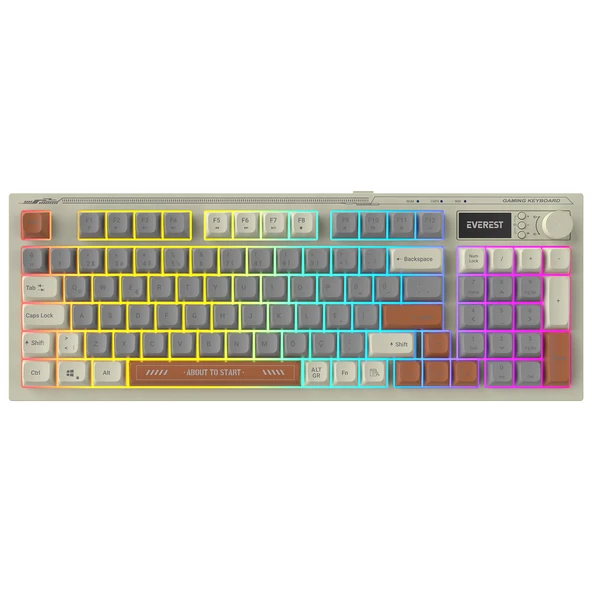 Everest Kb-79 Silent Pro Gri Mavi-Gri-Kahve Sessiz Rgb Q Membrane Oyuncu Klavyesi Kablolu ürün görseli 1
