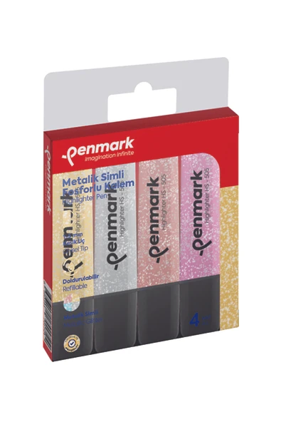 Penmark Fosforlu Kalem (İşaret Kalemi) Simli 4 Renk Karışık HS 505 4S ürün görseli 1