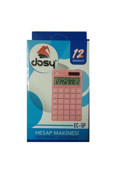 Dosy Hesap Makinesi 12 Hane Pembe Orta Boy Ec-5 ürün görseli 1