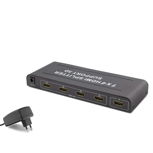 Hadron Hdx1294 4 Port Hdmi Splitter 1.4V 1080P 3D 1-İn 4-Out Siyah (Giriş 1Xhdmi-Çıkış 4 Xhdmi) ürün görseli 1